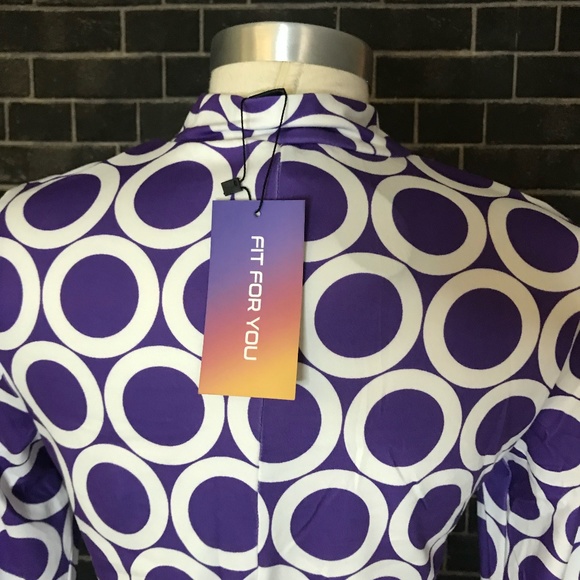 Mock Neck Slit Back Polka Dot Dress - Picture 6 of 12